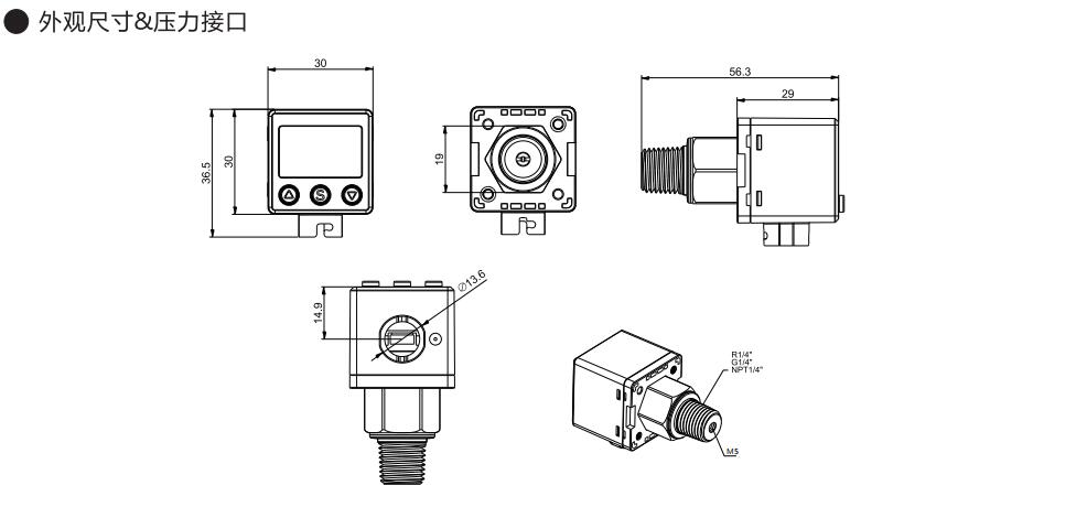 DPS-5數(shù)顯壓力傳感器外形尺寸
